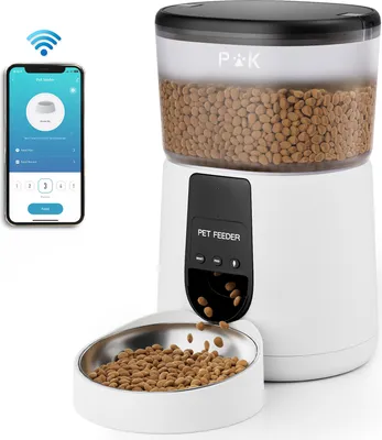 Produktbild von WIFI Katzen Futterautomaten Automatische Katzenfütterung 4L Welpen futterautomat Weiß