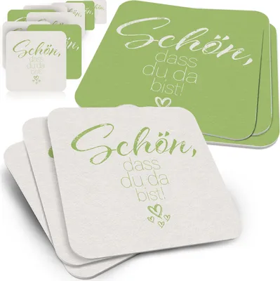 Produktbild von Bierviltjes für Feierlichkeiten, grün und weiß, 50er Pack, ideale Tafeldekoration für Hochzeiten und Partys
