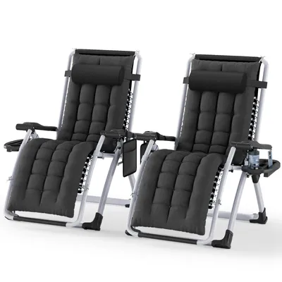 Produktbild von Arvioo 2x Liegestuhl Klappbar, Sonnenliege Wetterfest, Belastbar 200kg, Relaxliege Ergonomisches Extra Breit Verstellbare Rückenlehne, Schwarz