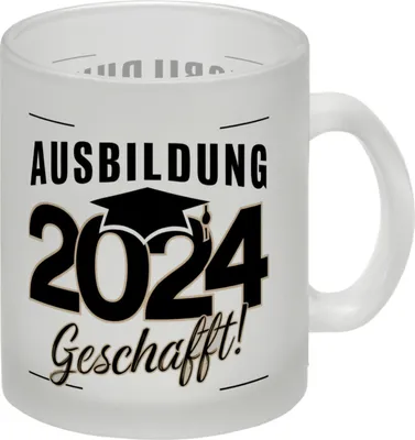 Produktbild von Ausbildung 2024 Geschafft Glas Tasse mit Doktorhut