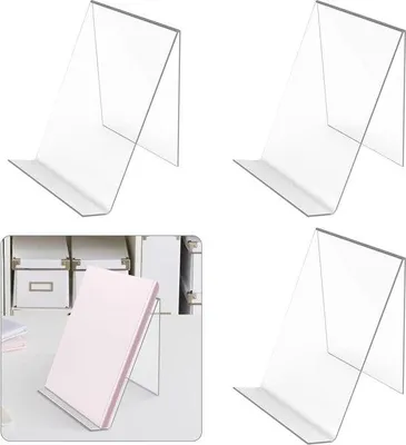 Produktbild von Buchstütze 3 Stück - transparentes Acryl - für Bücher Fotoalben Kunstwerke CDs