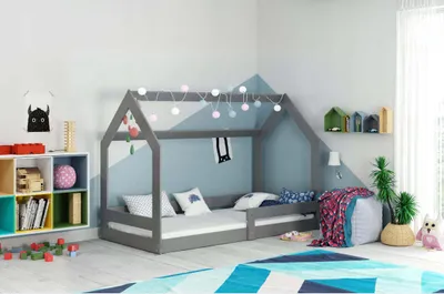 Obrázek produktu pro Postel domeček Interbeds 87 x 164 Šedá včetně roštu a matraci