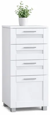 Immagine prodotto di Armadio per midi – mobile bagno stretto con 4 cassetti, 76 x 38 x 28 cm, ripostiglio compatto per bagni, mobili da bagno, cassettiera, Nilari L