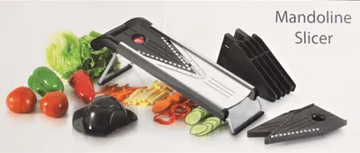 Produktbild von Gemüseschneider mit V-Klinge, Gemüsehobel, V-Hobel. Inklusive Einsätze