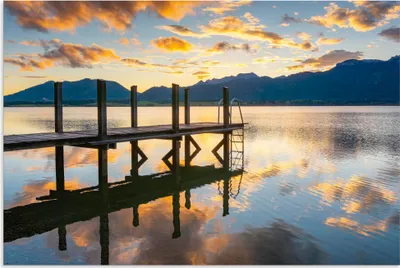 Produktbild von ARTland Wandbild Alu für Innen & Outdoor Sonnenaufgang am Forggensee Größe: 90x60 cm