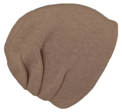 Productafbeelding van Fiebig, gebreide beanie muts met twee lagen, effen kleur, kasjmier, beige, maat: one size
