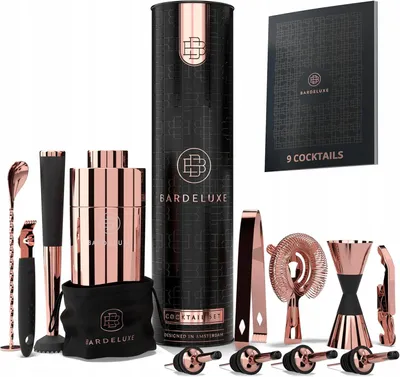 Produktbild von BARDELUXE Barset Cocktail Shaker Rosa mit Rezeptbuch