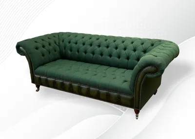 Immagine prodotto di Mobili da salotto in tessuto tre posti divano imbottito verde Chesterfield