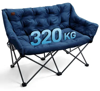 Image de Chaise de camping pliable pour 2 personnes, avec dossier haut