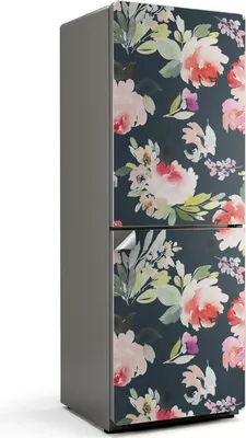 Zdjęcie produktu dla Wzór liści w fale - Naklejka na lodówkę - Naklejka na lodówkę - Dekoracja lodówki - Samoprzylepna folia na lodówkę - Dekoracja kuchni - 70x190 cm
