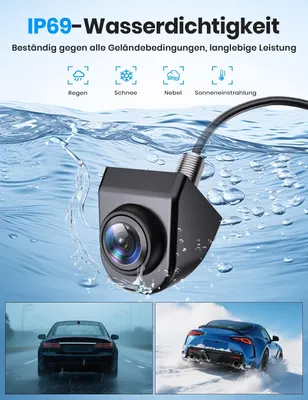 Produktbild von AUTO-VOX Rückfahrkamera:6 Systeme auf Knopfdruck,180° Weitwinkel,Keine Fischaugenoptik,OEM Look für Verdeckten Einbau,1080P HD-Bild,IP69K Wasserdicht Rückfahrkamera für Auto,SUV und Pkw