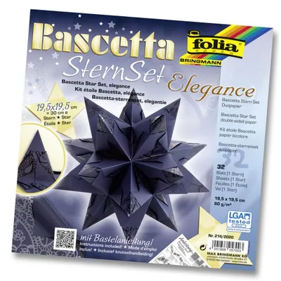 Zdjęcie produktu dla Folia Bascetta Star Christmas Star 3D Origamaster Folding Leaves Craft Kit, Rozmiar: 195x195mm; Kolor: Indian Dream Blue