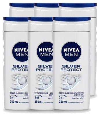 Obrázek produktu pro 6 kusů sprchového gelu Nivea Men Silver Protect 3 v 1 - 250 ml - výhodná balení