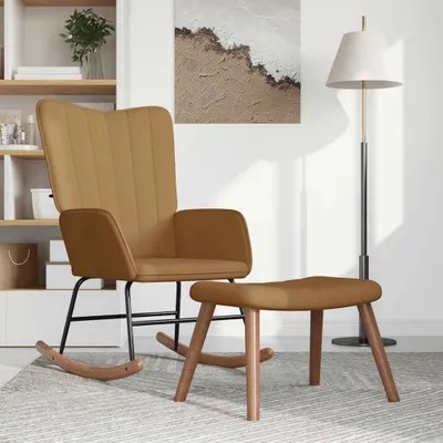 Obrázok produktu pre vidaXL Hojdacie kreslo so stoličkou Velvet Brown