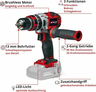 Produktbild von Professional Akku-Schlagbohrschrauber TP-CD 18/80 Li-i BL - Solo, 18Volt (rot/schwarz, ohne Akku und Ladegerät)
