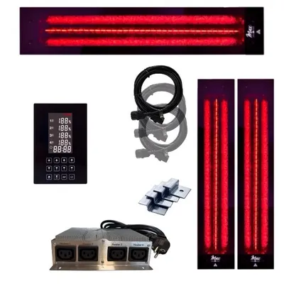 Immagine prodotto di Set di riscaldatori a infrarossi InfraROTmed MAX 2x500W + 1x 1300W + unità di controllo per sauna + cabina a infrarossi, radiatore posteriore + radiatore a soffitto, radiatore a spettro completo