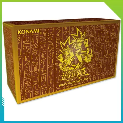 A golden brown box with Egyptian hieroglyphics and Yu-Gi-Oh! branding.