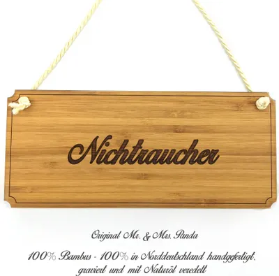 Produktbild von Mr. & Mrs. Panda Wegweiser Nichtraucher - Geschenk, Hinweisschild, Graviert, Shabby, Schild, Praxisschild, Firmenschild, Türschild, Geschenkidee, wandtafel, Landhaus