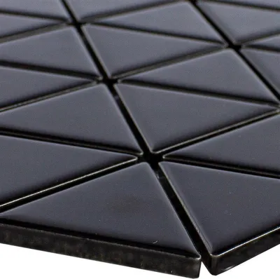Produktbild von Keramik Mosaik Fliesen Arvada Dreieck Schwarz Glänzend