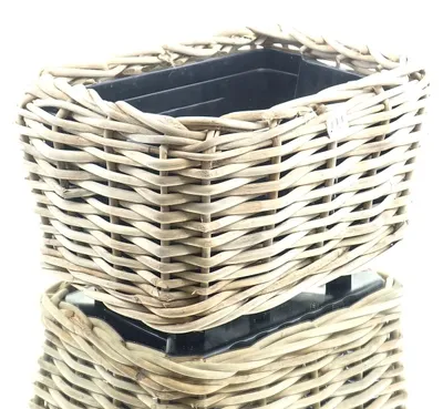 Produktbild von VAN DER LEEDEN DRYPOT® Rattan Pflanzgefäß Grau 49 x 37 x 30 cm - Sylter Körbe