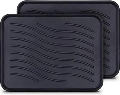Produktbild von Famanu Schuhablage (2 Stück) mit hohem Rand (50 x 38 x 2,5 cm) - wasserdichte Schuhmatte für Haus und Garten