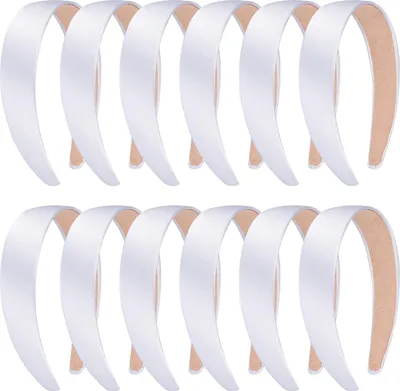 Produktbild von 12 Stück Satin Haarreifen Damen Weiß 1 Inch - Party Haarschmuck & Alltags-Accessoire - SIQUK