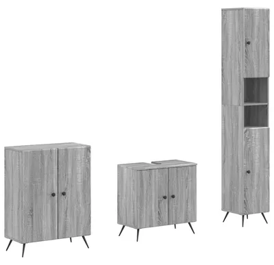 Imagen del producto de Sistema de armario de baño de 3 piezas, color Sonoma gris