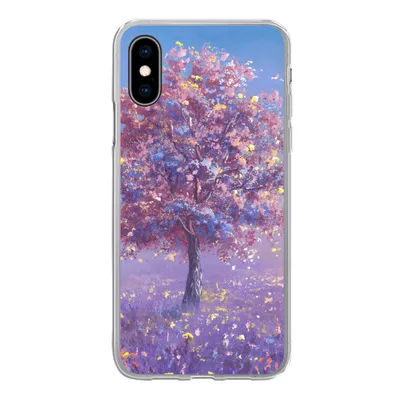 Produktbild von MuchoWow® Handyhülle Schutzhülle Hülle für iPhone X Baum - Sommer - Rosa Silikon Softcase Handy Hülle - Handyhülle