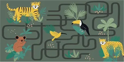 Image de Tapis enfant animaux jungle circuit