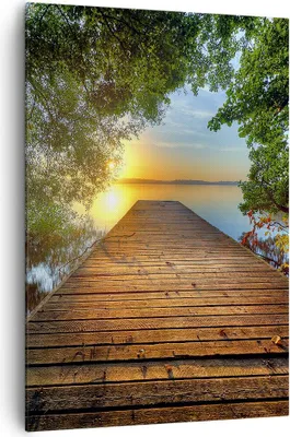 Produktbild von Bild auf Leinwand - Leinwandbild - Einteilig - Brücke See - 70x100cm - Wand Bild - Wanddeko - Wandbilder - Leinwanddruck - Kunstdruck - Wanddekoration - Leinwand bilder - Wandbild - PA70x100-3528