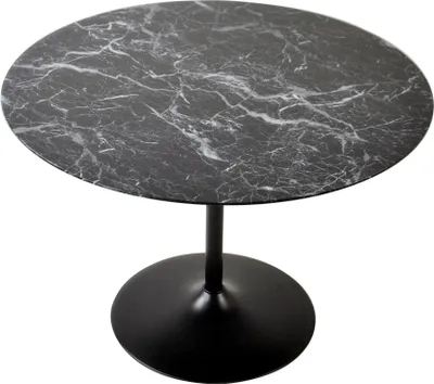 Produktbild von SalesFever Esstisch rund Ø 110 cm | Tischplatte MDF Marmoroptik | Gestell Metall | B 110 x T 110 x H 75 cm | schwarz