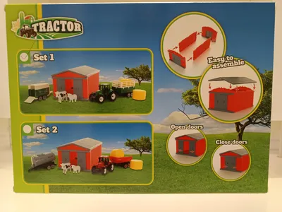 Produktbild von Toi-Toys 28454Z TRACTOR Set mit Traktor, Scheune & Zubehör – Spielzeug Bauernhof für Kinder grün
