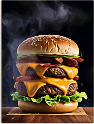 Produktbild von ARTland Leinwandbild Monster Burger Größe: 60x80 cm