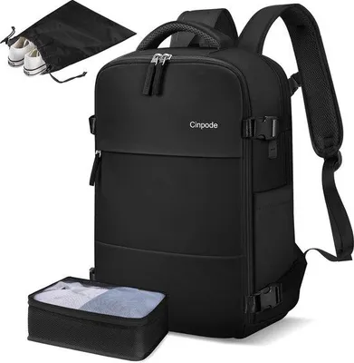 Produktbild von Schwarze Damen-Reisetasche, 15,6 Zoll Laptop, Wasserdicht, Antidiebstahl