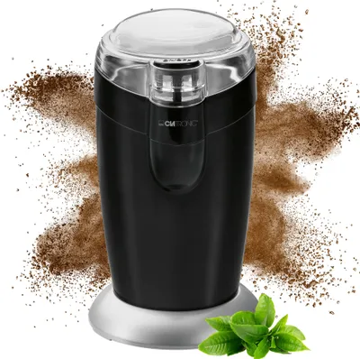 Produktbild von Clatronic elektrische Kaffeemühle, Kaffeemühle mit Edelstahlschlagmesser, Fassungsvermögen 40 g, 120-Watt Motor, schwarz-edelstahl, KSW 3306