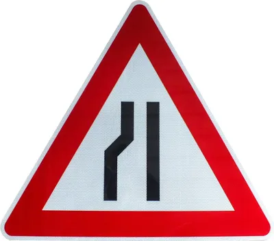 Produktbild von ORIGINAL RA2 Verkehrszeichen Nr. 121-20 verengte Fahrbahn, Verengung links 900 mm StVO RAL RSA-21 Baustellenschild Straßenschild Schild Verkehrsschild