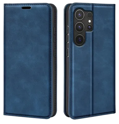 Produktbild von MobyDefend Hülle für Samsung Galaxy S25 Ultra - Premium Klapphülle mit Kartenfächern und Standfunktion – Magnetverschluss - Blau