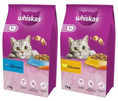 Zdjęcie produktu dla Whiskas Adult z Kurczakiem i Tuńczykiem 2x7kg Sucha Karma Pełnoporcjowa Dla Dorosłych Kotów