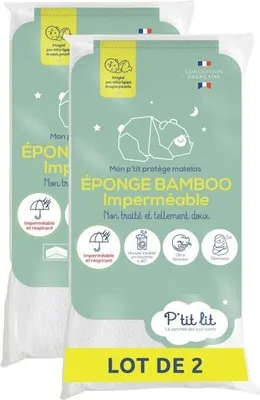Image de Lot de 2 Protège Matelas Bébé Bamboo, Couffin Nacelle Landau, 40x80 cm, Imperméable, Viscose Douce