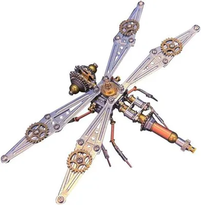 Productafbeelding van Metalen Puzzel - Bouwpakket Model - Decoratie Maken - Steampunk Libelle - 10x15x4CM - Libelle E