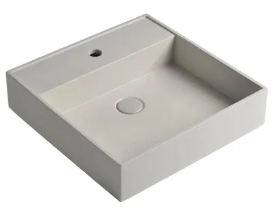 Zdjęcie produktu dla Sapho Quadrado - Umywalka nablatowa, 460x460 mm, bez przelewu, 1 otwór na baterię, biały piaskowiec AR469