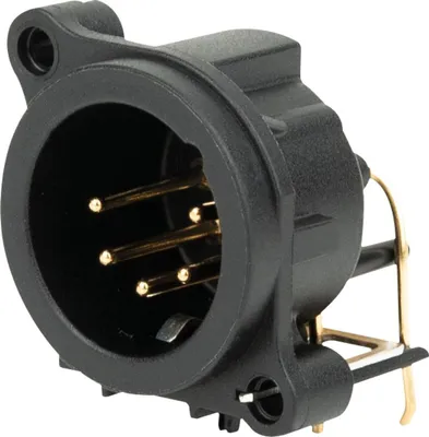 Produktbild von Neutrik XLR 5-pin male chassis Vergoldet - horizontale Leiterplattenmontage - IP40 - black