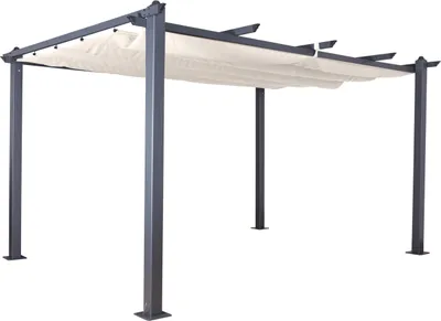 Produktbild von Pavillon Gartenpavillon 4x3m Luxor anthrazit-beige aus Aluminium UV-Schutz Sonnenschutz für wasserabweisende Überdachung Terrasse Garten