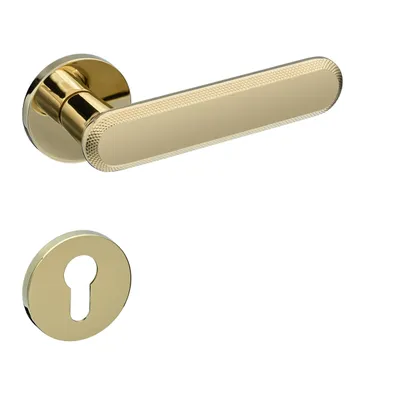 Produktbild von Gavroche Osmium Türgriff-Set PZ Profilzylinder Gold glänzend – Rosette rund – Zink