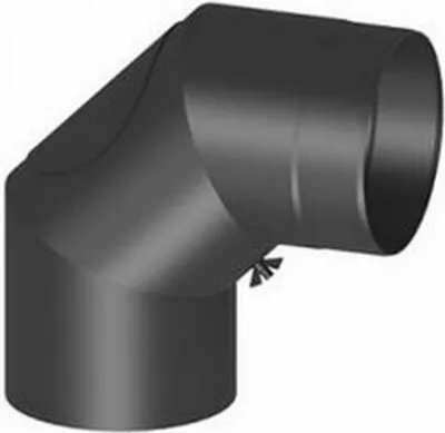 Produktbild von Rauchrohr verstellbarer Bogen 0-90° für Kaminöfen/Herde mit Klappe Ø120mm gussgrau