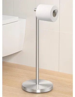 Productafbeelding van Vrijstaande toiletrolhouder met verzwaarde basis, roestvrij staal SUS304, geborsteld, 51,3 cm hoog