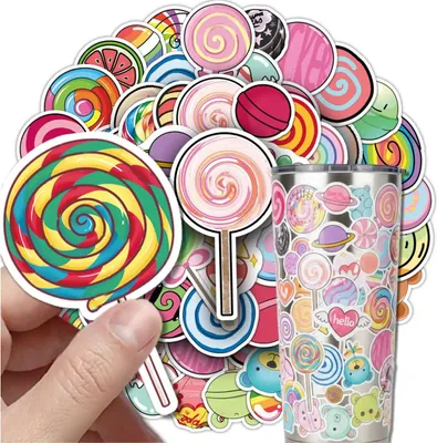 Produktbild von Lutscher-Aufkleber-Set, 50 Stück, bunt, für Kinder, DIY-Dekoration