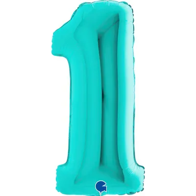 Obrázek produktu pro Fóliový balónek číslo 1 Tiffany, mátový - 102 cm Grabo