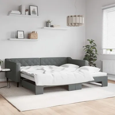 Image de Maison Exclusive - Canapé-lit convertible gris foncé 100 x 200 cm en tissu