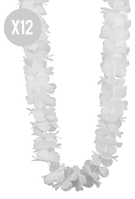 Produktbild von 12 Weiße Hawaii-Ketten - Einheitsgröße, KI-generiertes Bild
